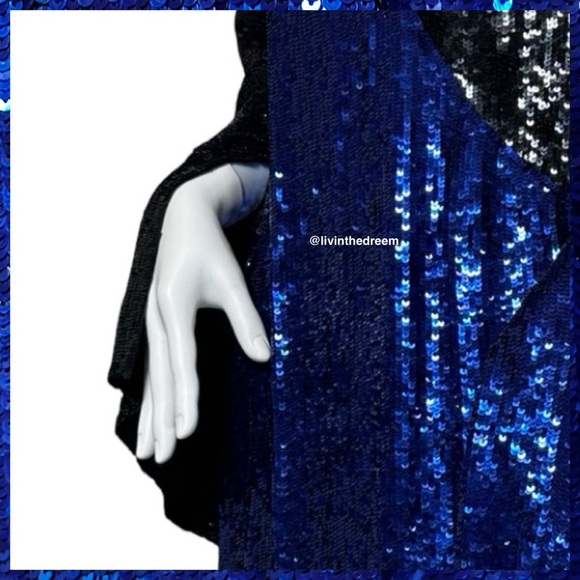 NWT Retrofete Christine Sequin Wrap Dress Blue and Black SZ LARGE $690 - Picture 14 of 16
